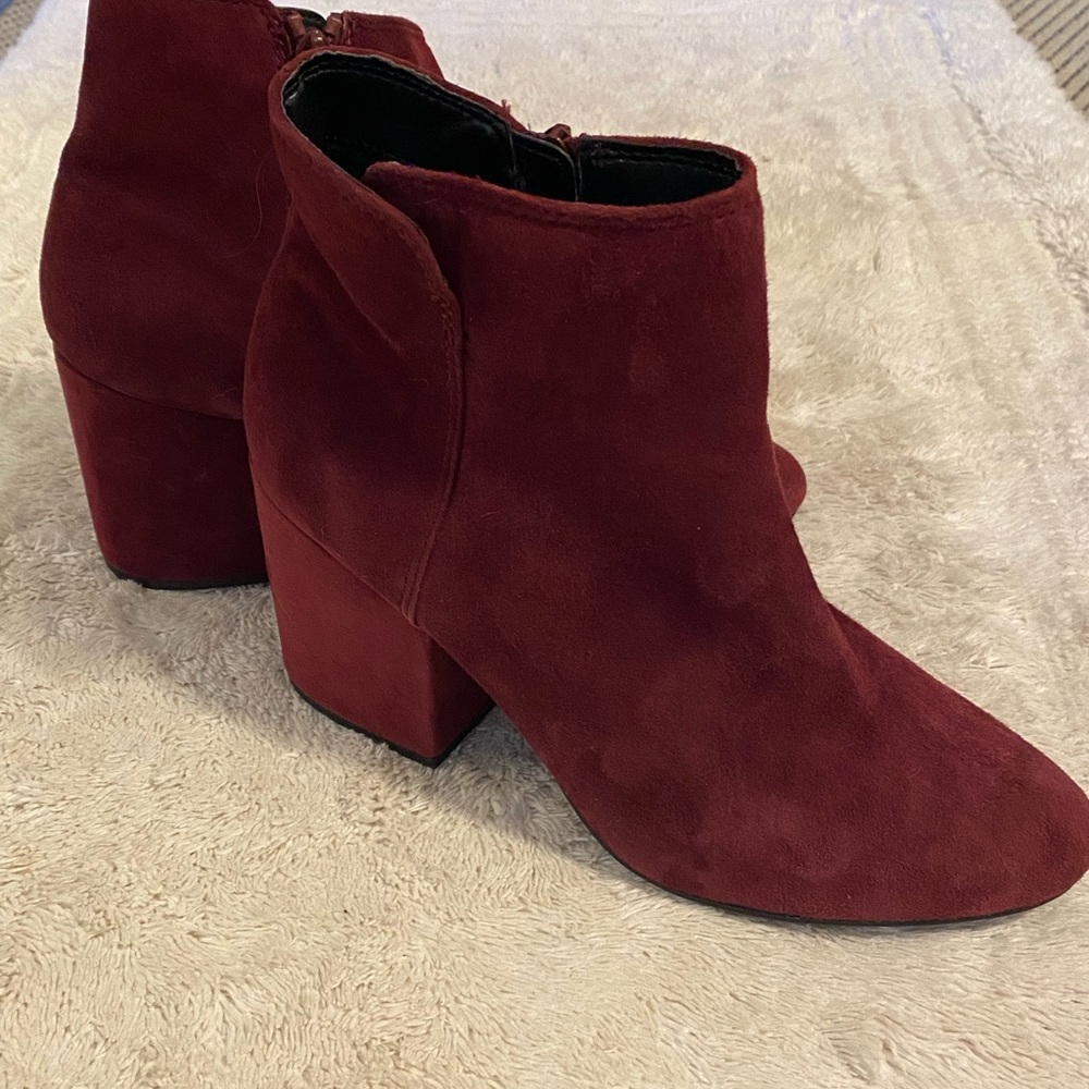 ALDO Maroon/Burgundy Faux Suede Booties